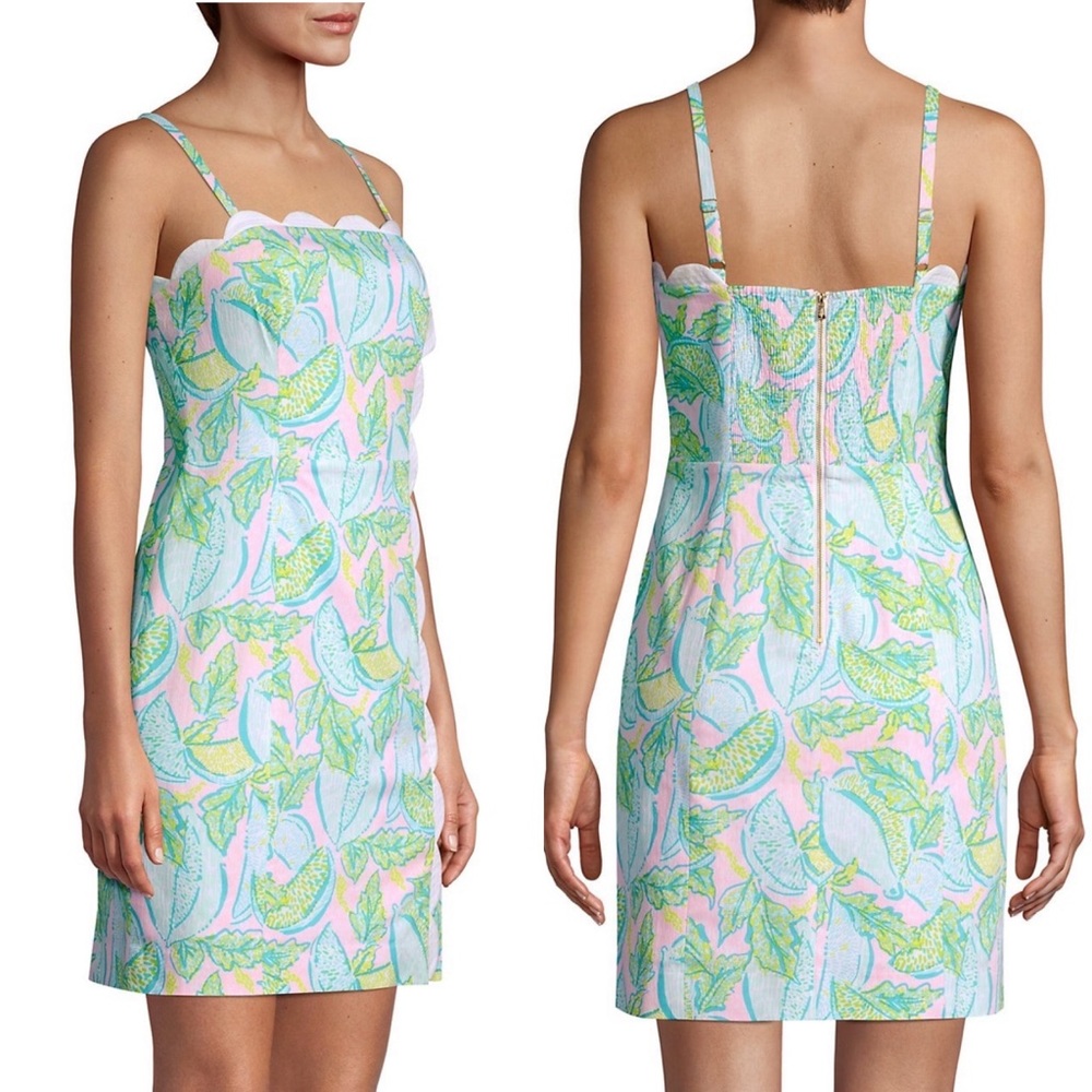 Lilly Pulitzer Pink, Light Blue & Green Scallop-Edge Sundress - Picture 2 of 6
